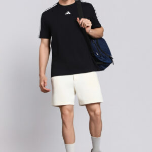 adidas Men Solid Round Neck Cotton Blend Black T-Shirt