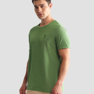 U.S. POLO ASSN. Men Solid Round Neck Pure Cotton Green T-Shirt
